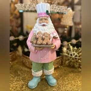 Resin Pastel Gingerbread Santa Chef Christmas Home Decoration Mantel Piece